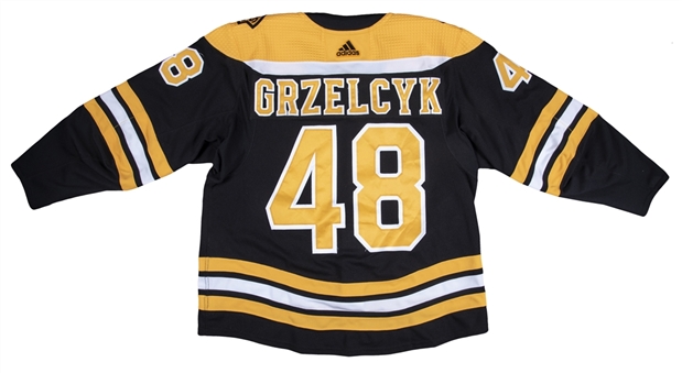 2019 Matt Grzelcyk Game Used and Photo Matched Stanley Cup Finals Boston Bruins Home Jersey- Photo Matched to Stanley Cup Finals Games 1 & 2 (MEARS A10 & Meigray - Photomatch (2)/Bruins)